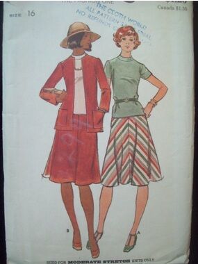 Vintage Butterick Pattern 4350 Knit Cardigan Jacket & Dress Cut Size 16